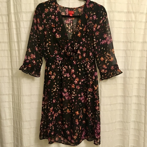 black floral sheer dress